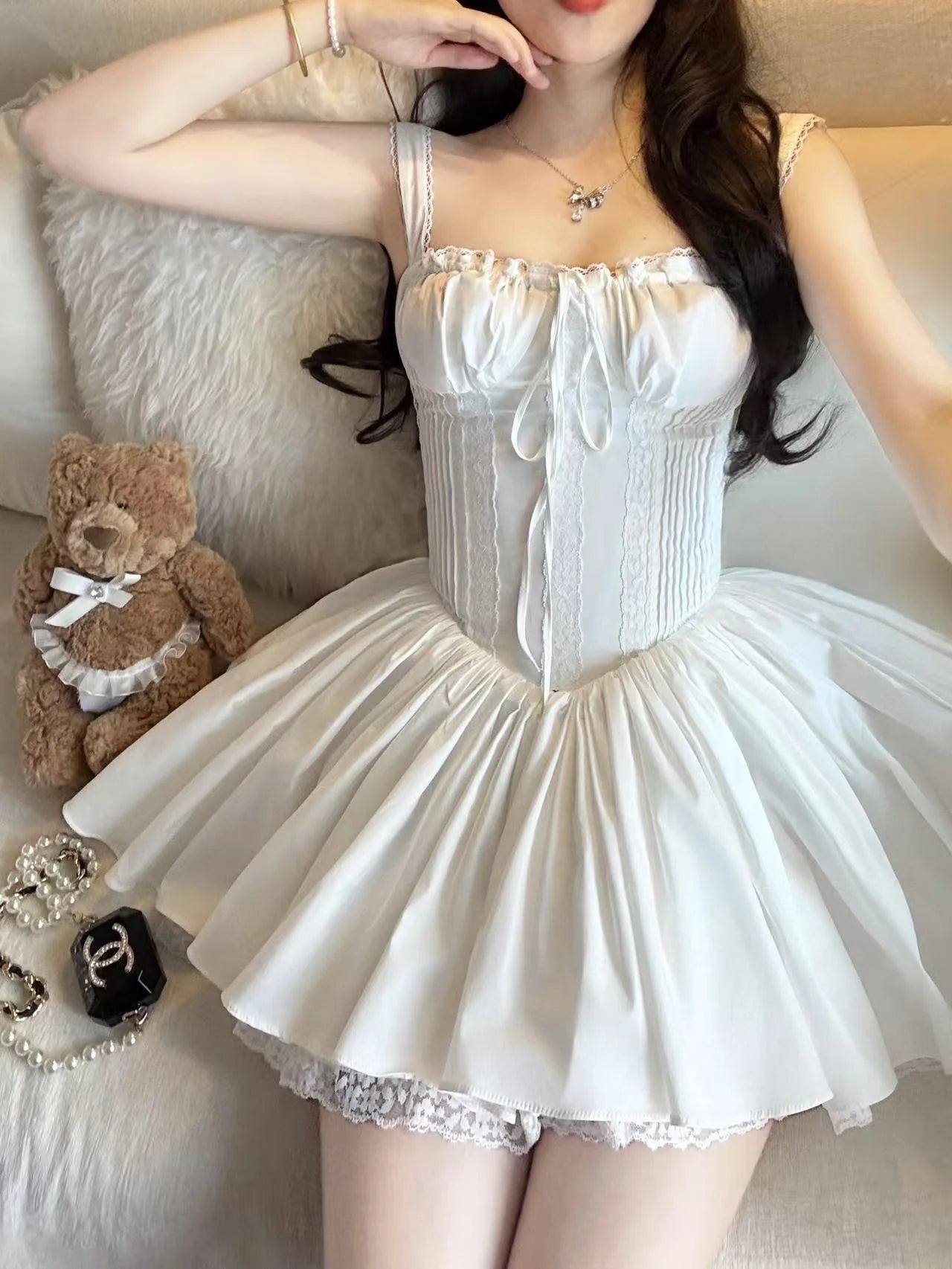 Simple A line Square Neck White Short Homecoming Dress Summer Hoco Dresses Mini Cocktail Dress