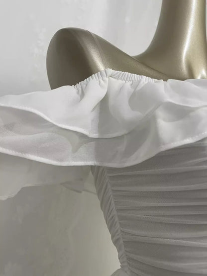 Simple A line White Chiffon Travel Vacation Dress Short Birthday Dress simple gentle atmospheric and unique desi Bring summer colors to enhance whiteness