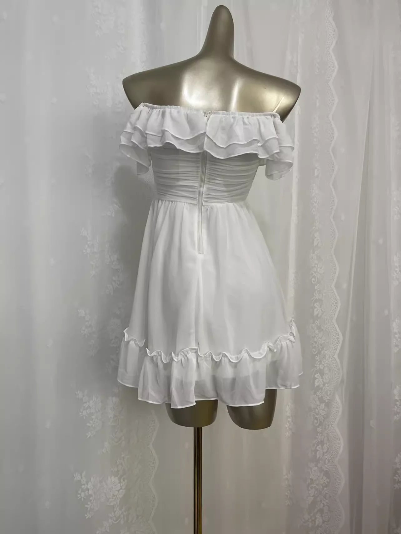 Simple A line White Chiffon Travel Vacation Dress Short Birthday Dress simple gentle atmospheric and unique desi Bring summer colors to enhance whiteness