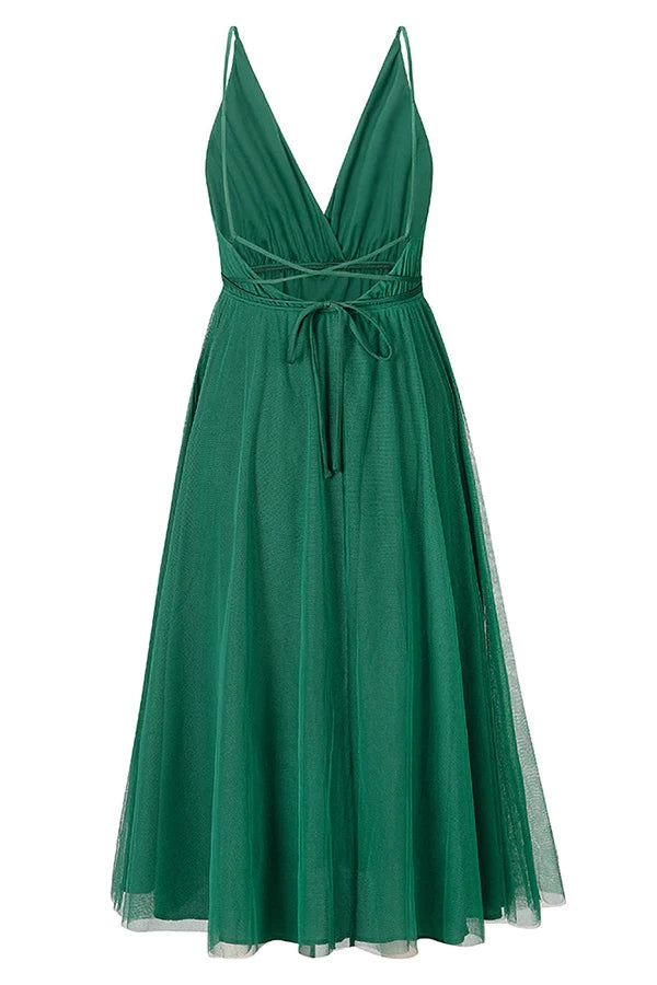 Simple Deep V Neck Green Party Dress Simple gentle atmospheric and unique design