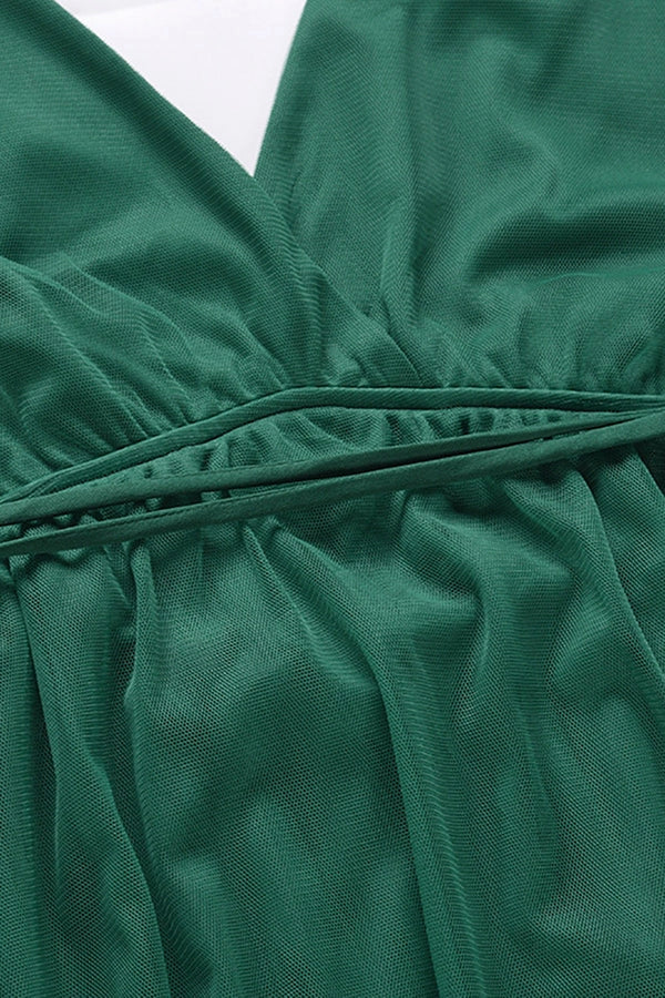 Simple Deep V Neck Green Party Dress Simple gentle atmospheric and unique design