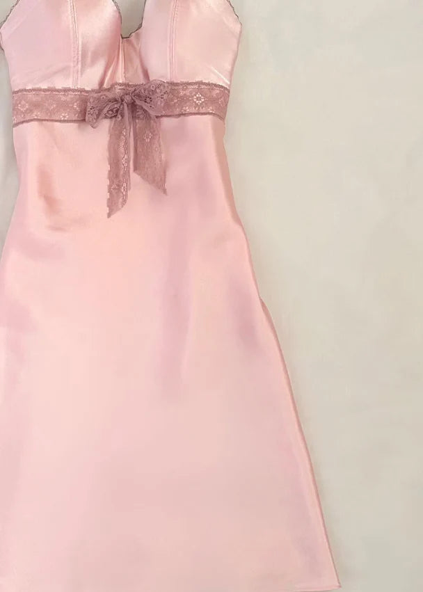 Simple Pink A Line Spaghetti Strap Lace Satin Short Homecoming Dress Birthday Dress Outfits simple gentle atmospheric and unique desi Bring summer colors to enhance whiteness