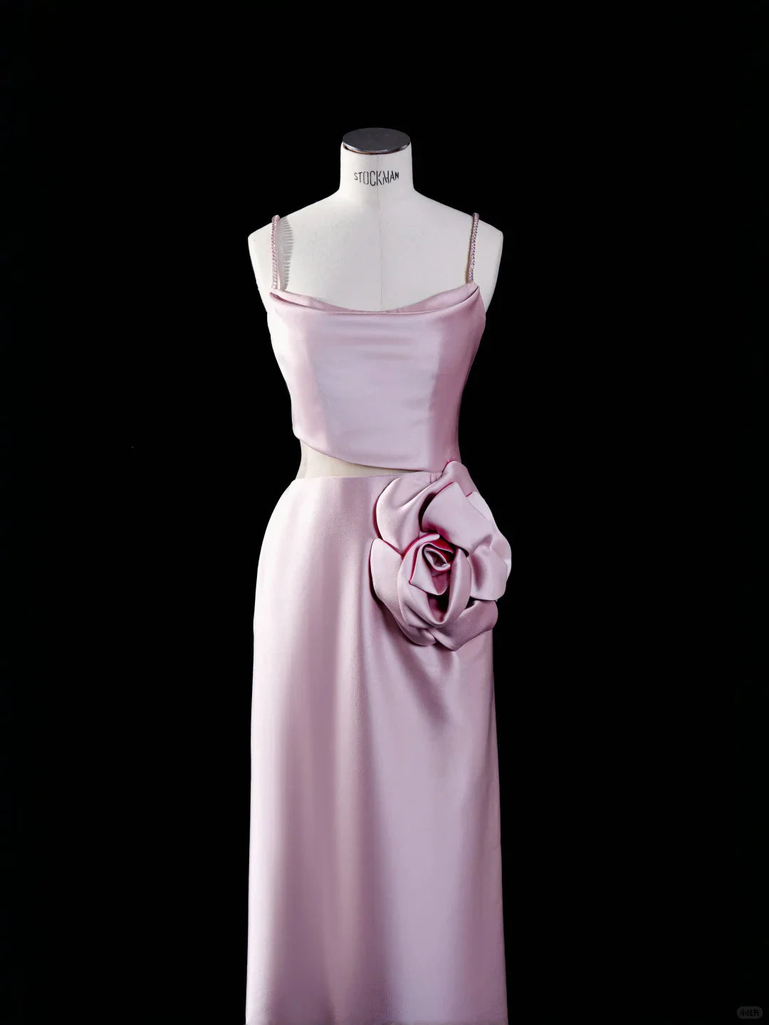 Simple Pink Sheath Spaghetti Strap Flower Satin Party Dress Evening Dress simple gentle atmospheric and unique desi Bring summer colors to enhance whiteness