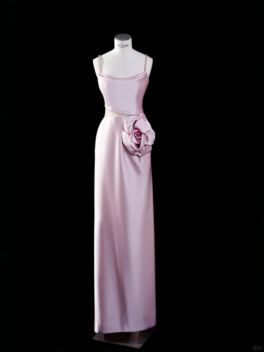 Simple Pink Sheath Spaghetti Strap Flower Satin Party Dress Evening Dress simple gentle atmospheric and unique desi Bring summer colors to enhance whiteness