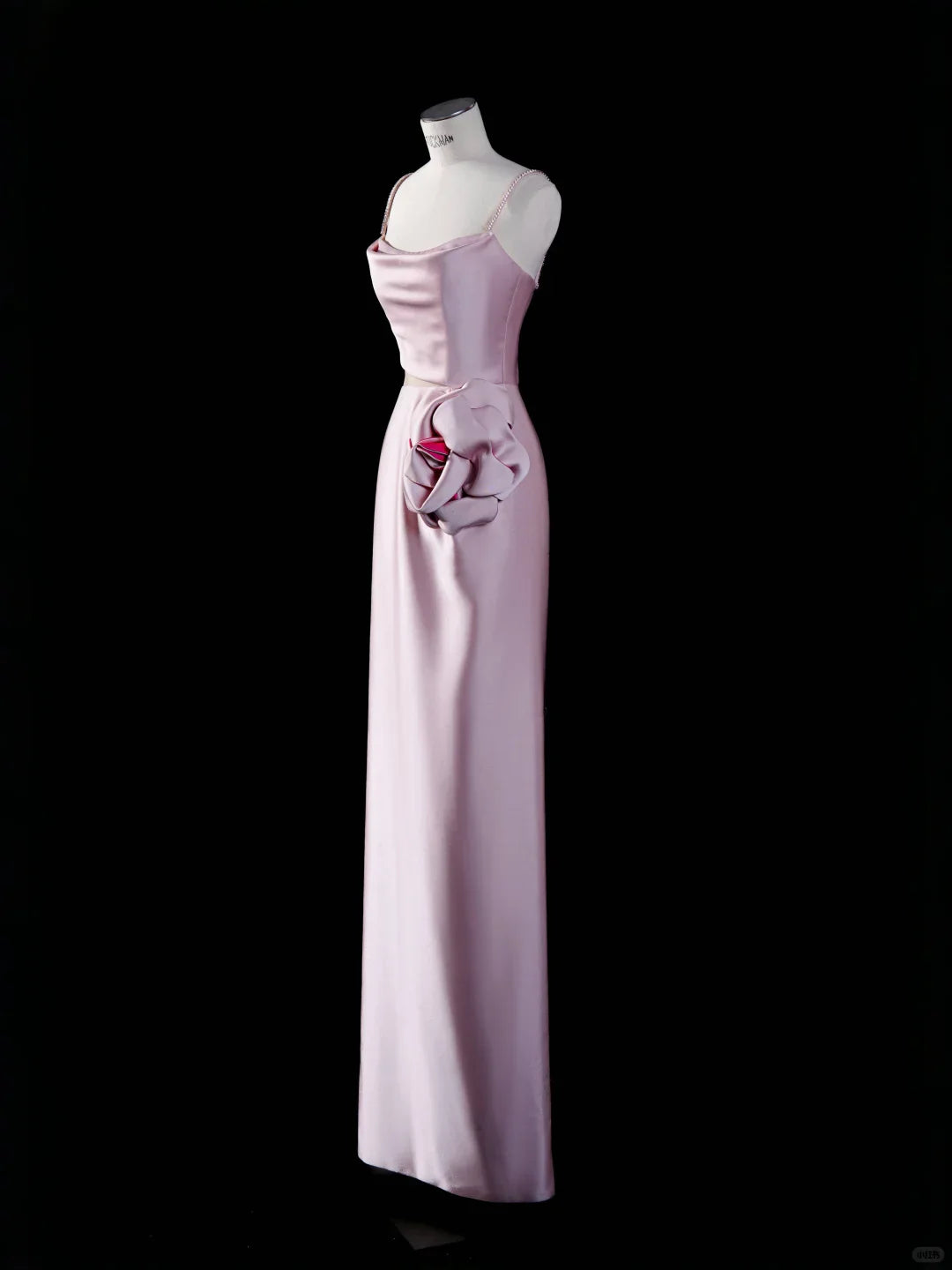 Simple Pink Sheath Spaghetti Strap Flower Satin Party Dress Evening Dress simple gentle atmospheric and unique desi Bring summer colors to enhance whiteness