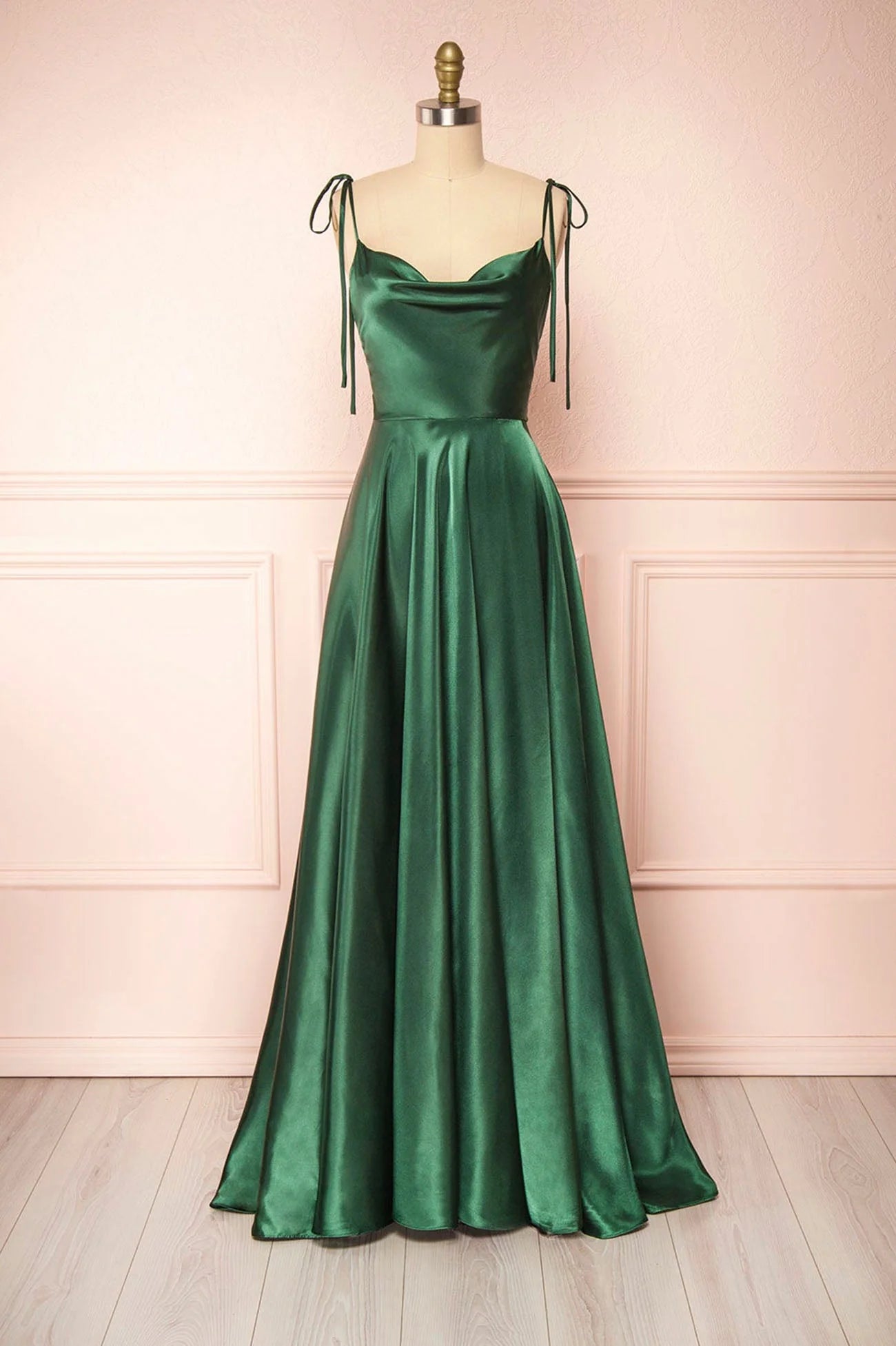 Simple Satin Long A-Line Prom Dress Spaghetti Straps Evening Dress simple gentle atmospheric and unique desi Bring summer colors to enhance whitenes