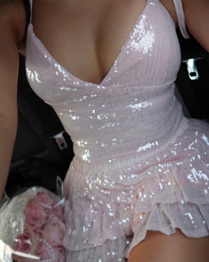 Simple Sheath Halter Light Pink Sequin Short Formal Homecoming Dress Middle School Short 20th Birthday Outfits Graduation Dress Cocktail Dresses