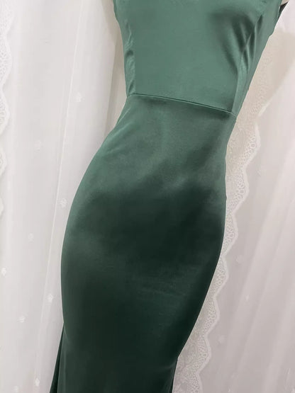 Simple Sheath Spaghetti Straps Green Long Vacation Dress Birthday Outfits  simple gentle atmospheric and unique desi Bring summer colors to enhance whiteness