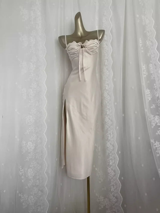Simple Sheath Spaghetti Straps Satin Vacation Beach Dress Birthday Dresses simple gentle atmospheric and unique desi Bring summer colors to enhance whiteness