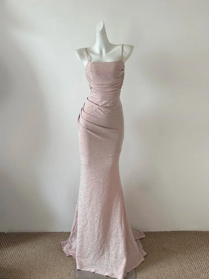 Simple Shiny Mermaid Elegant Long Ball Gown Evening Dress simple gentle atmospheric and unique desi Bring summer colors to enhance whiteness