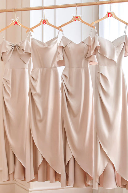 Simple Spaghetti Strap Long Prom Dresses Pink Bridesmaid Dresses simple gentle atmospheric and unique desi Bring summer colors to enhance white
