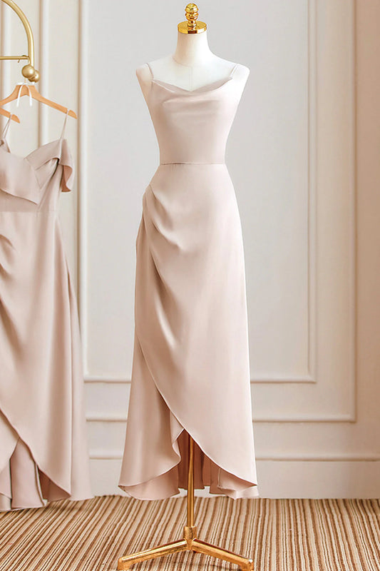 Simple Spaghetti Strap Long Prom Dresses Pink Bridesmaid Dresses simple gentle atmospheric and unique desi Bring summer colors to enhance white