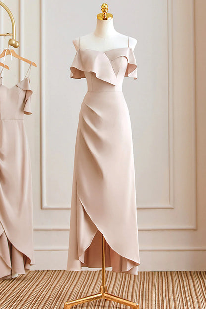 Simple Spaghetti Strap Long Prom Dresses Pink Bridesmaid Dresses simple gentle atmospheric and unique desi Bring summer colors to enhance white