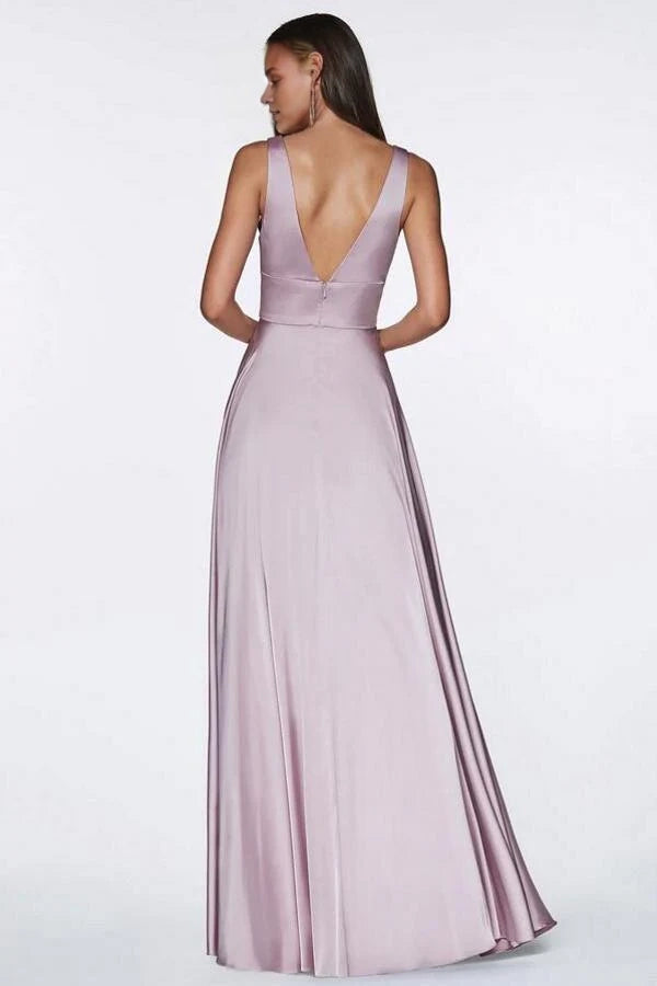 Simple V-neck Long Evening Dresses With Side Slit Simple gentle atmospheric and unique design