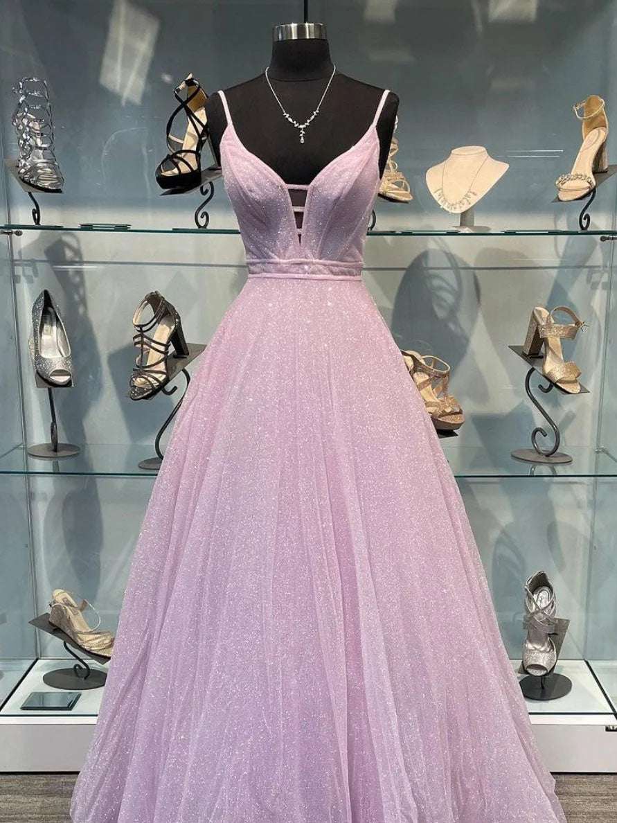 Simple purple v neck tulle long prom dress purple evening dress simple gentle atmospheric and unique desi Bring summer colors to enhance whitenes