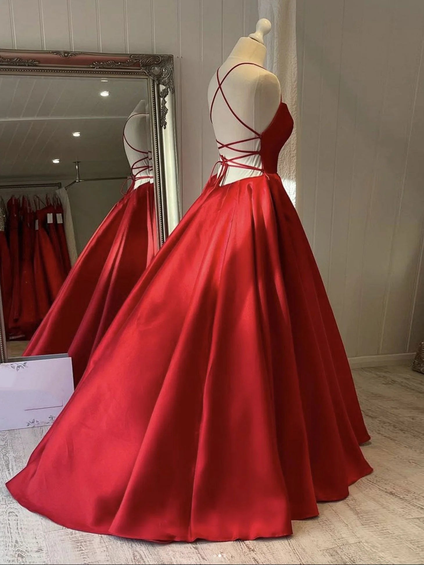Simple red satin long prom dress red evening dress simple gentle atmospheric and unique desi Bring summer colors to enhance whitenes