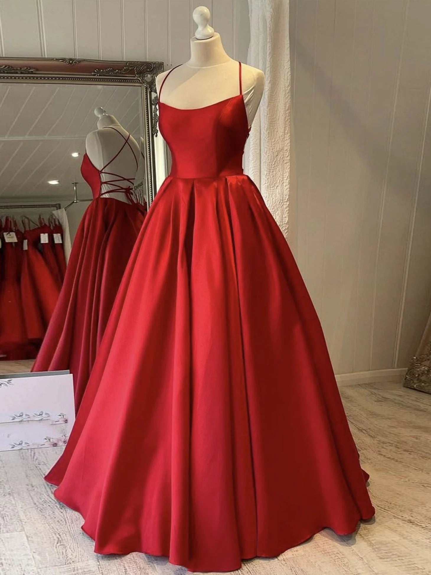 Simple red satin long prom dress red evening dress simple gentle atmospheric and unique desi Bring summer colors to enhance whitenes