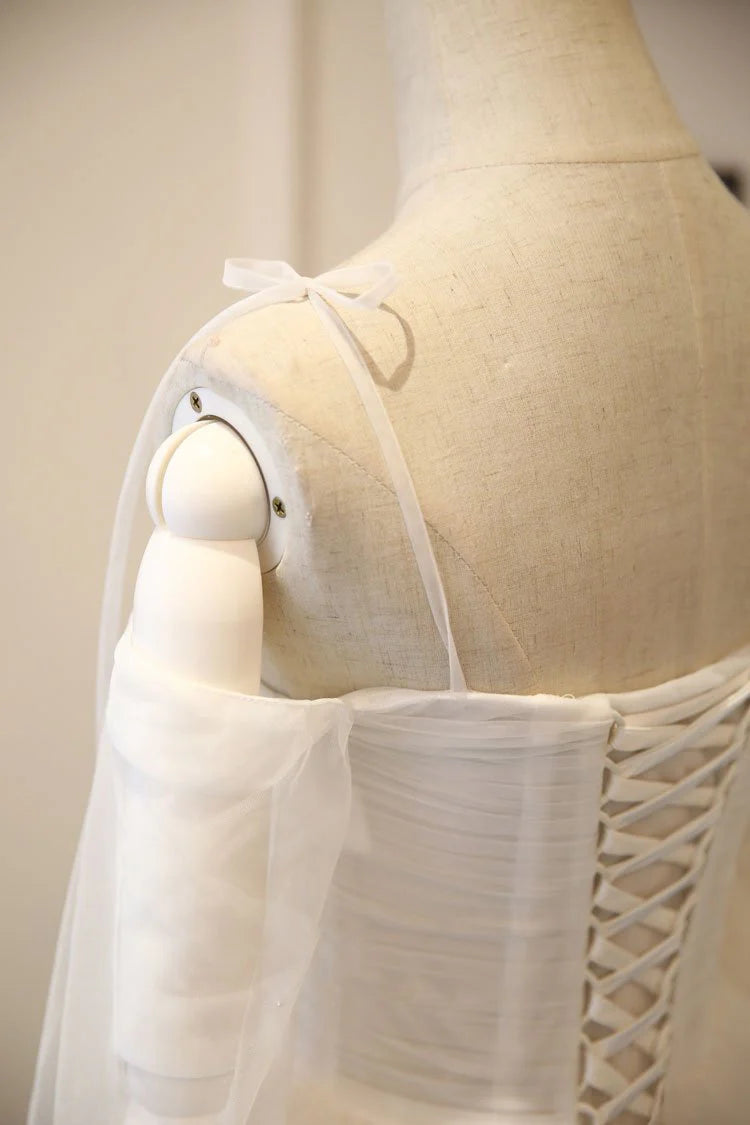 Simple white tulle long prom dress white tulle bridesmaid dress simple gentle atmospheric and unique desi Bring summer colors to enhance whiteness