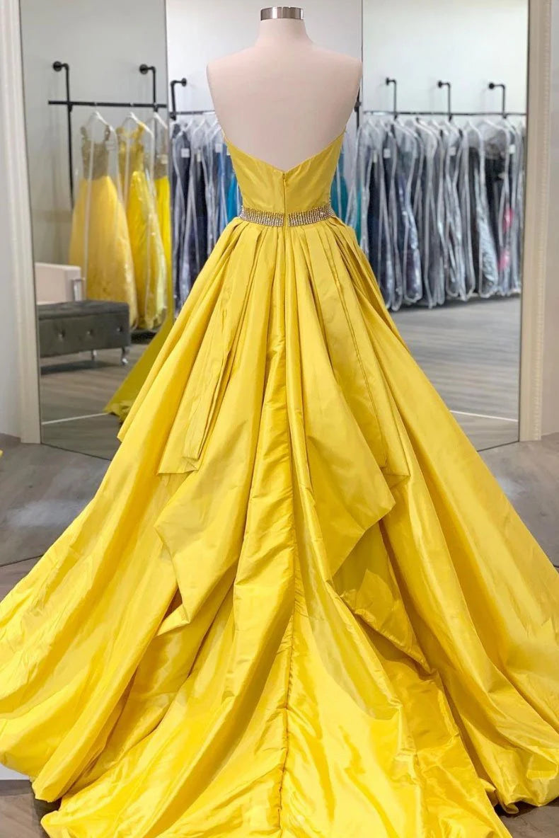 Simple yellow satin long prom dress yellow evening dress simple gentle atmospheric and unique desi Bring summer colors to enhance whiteness