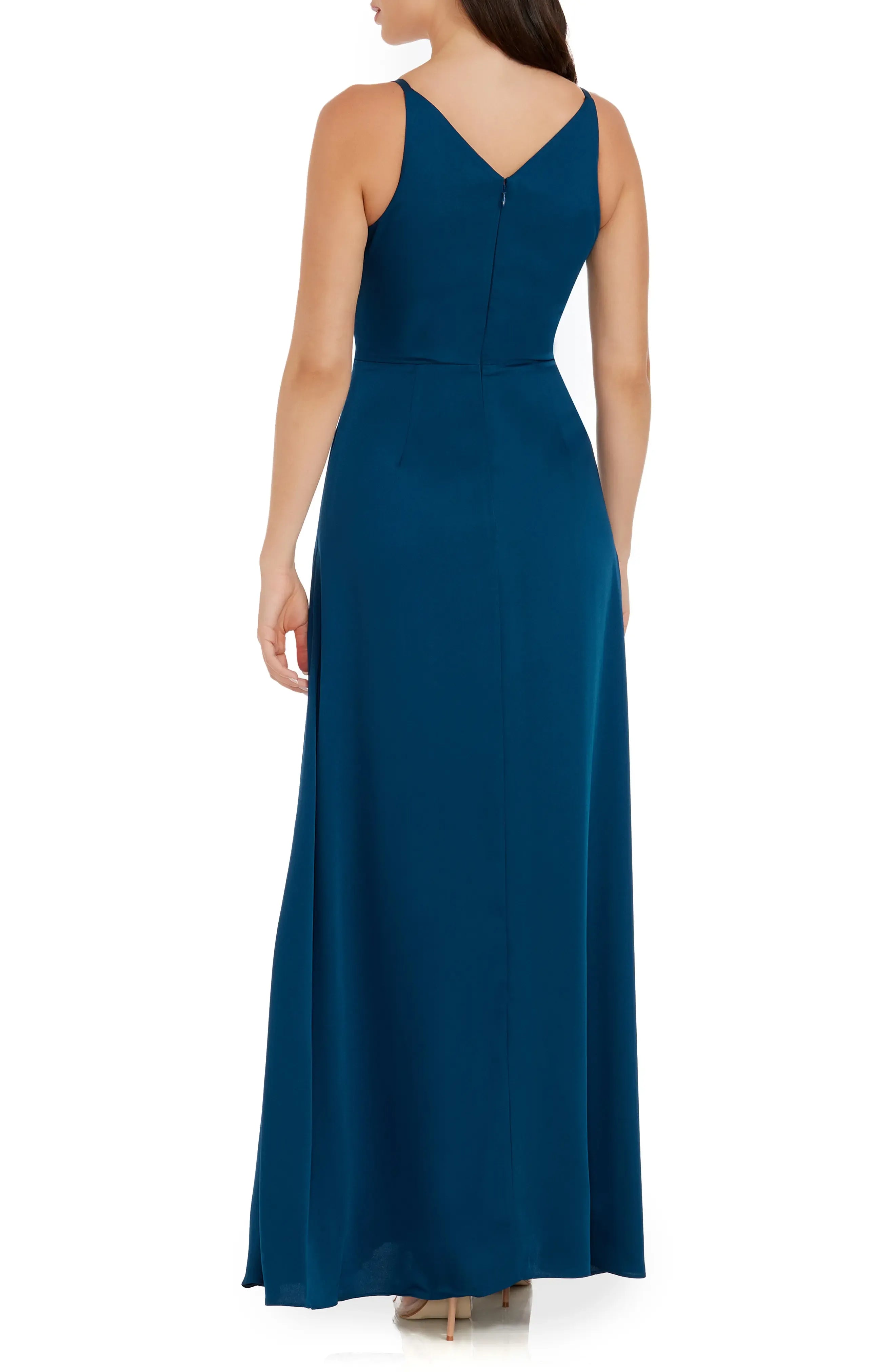 Sleek A Line Deep V Neck Spaghetti Strap Zipper Back Floor Length For Women Evening Dress