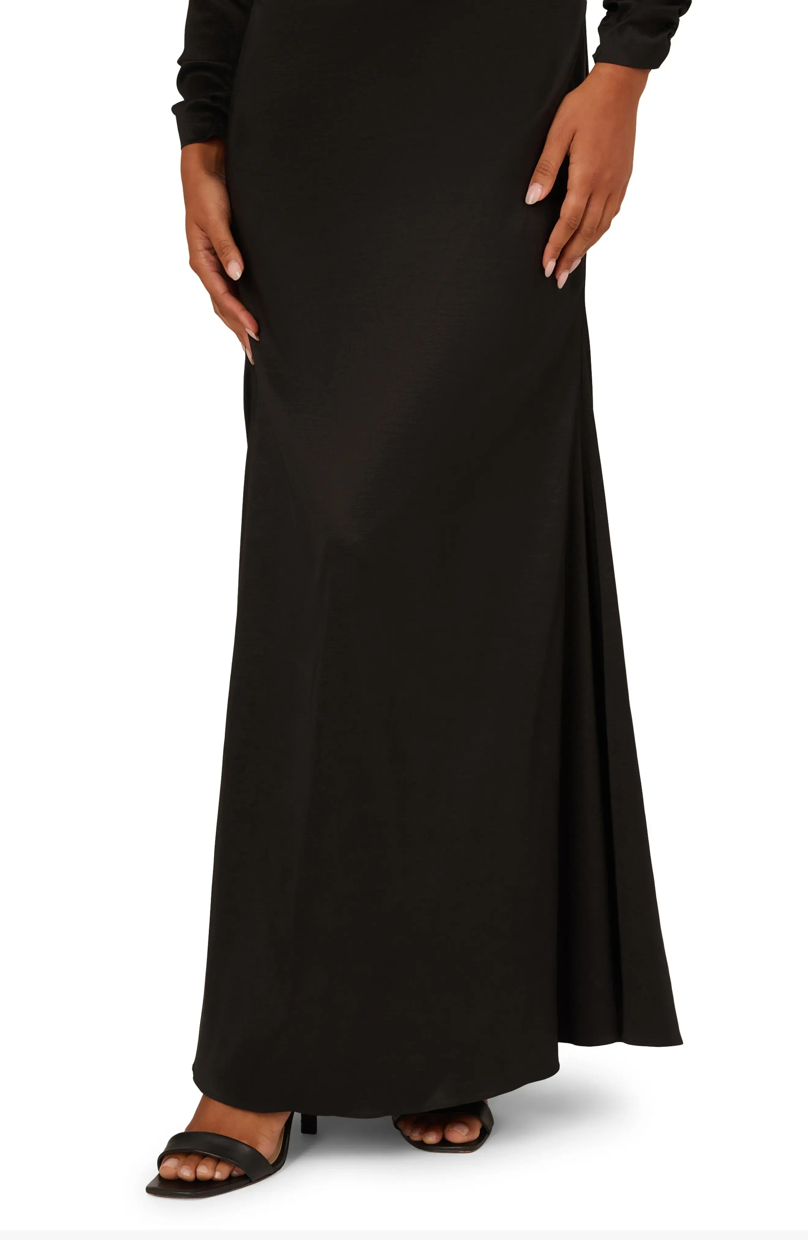 Sleek Draped Blazer Neck Long Sleeve Zipper Back Floor Length For Adults Evening Dress