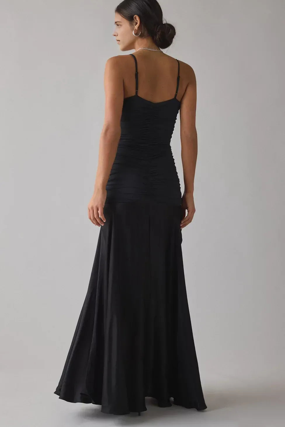 Sleek Mermaid Deep V Sleeveless Solid Back Floor Length For Ladies Prom Dress