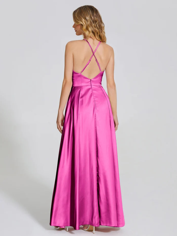 Soft Satin Bridesmaid Dress With Cutout simple gentle atmospheric and unique desi Bring summer colors to enhance whiteness