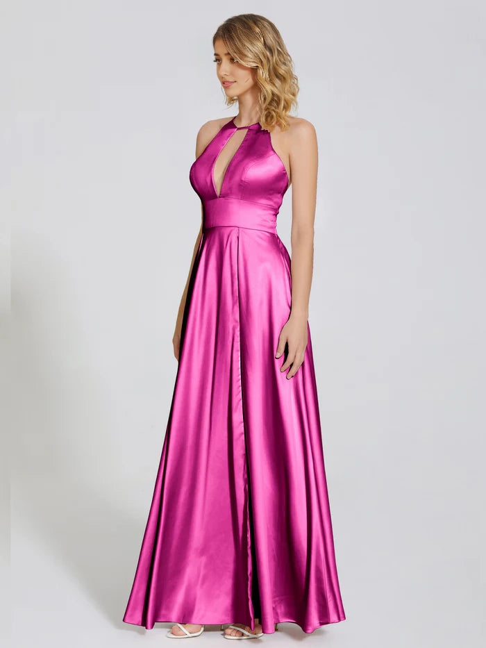 Soft Satin Bridesmaid Dress With Cutout simple gentle atmospheric and unique desi Bring summer colors to enhance whiteness