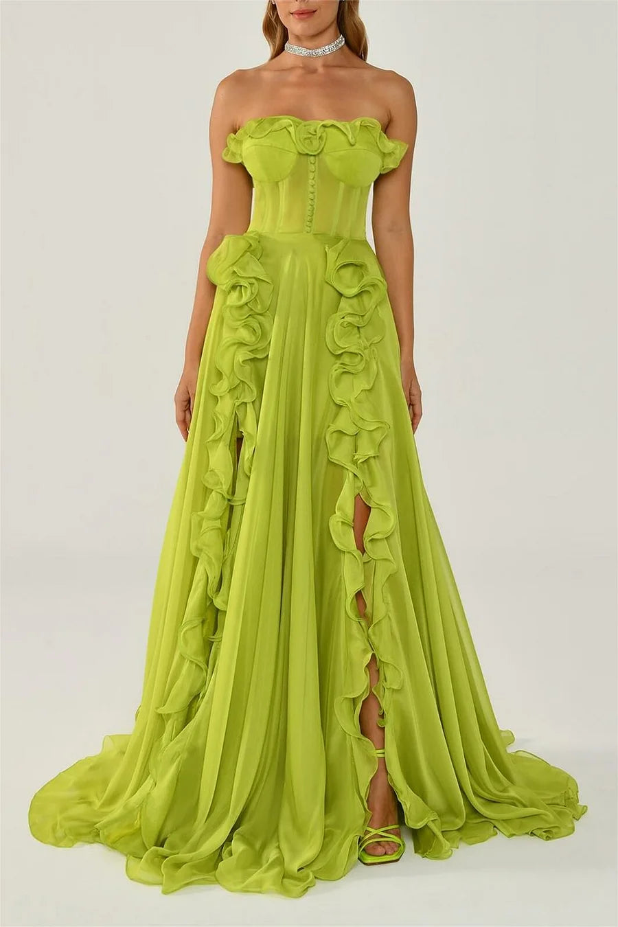 Solid Frill Sweetheart Neck Sleeveless Maxi Dress simple gentle atmospheric and unique desi Bring summer colors to enhance whiteness