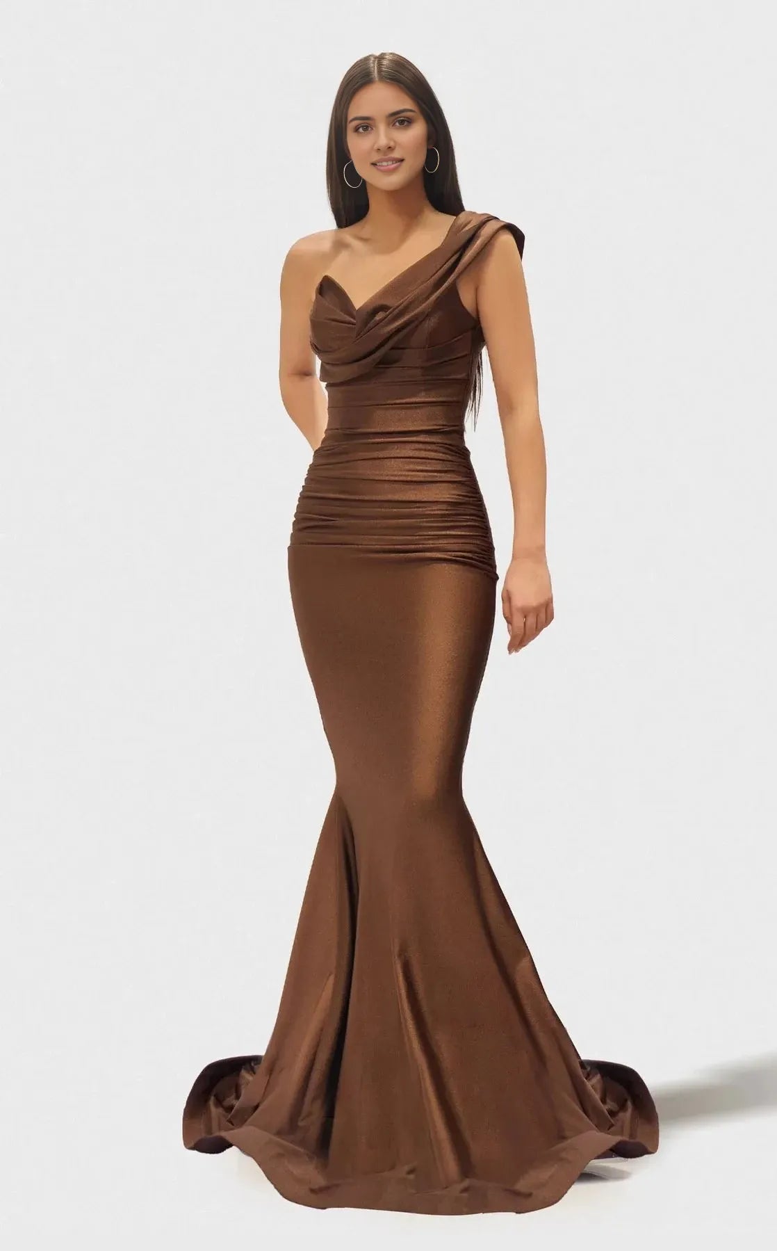 Sophisticated Mermaid One-Shoulder Sleeveless Zipper-Back Floor-Length Prom Dress