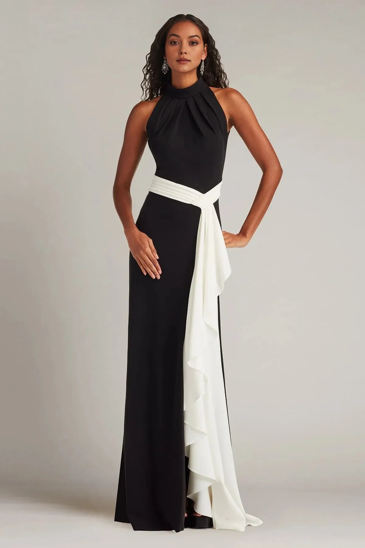 Sophisticated Sheath High-Neck Sleeveless Zipper-Back Floor-Length Prom Dress