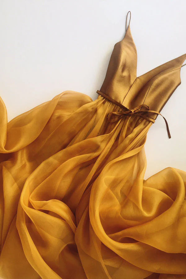 Spaghetti Straps A Line Tulle Long Prom Dress Evening Dres simple gentle atmospheric and unique desi Bring summer colors to enhance whiteness