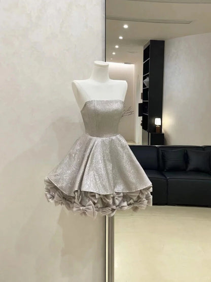 Sparkling Homecoming Dress Short Satin Prom  simple gentle atmospheric and unique desi Bring summer colors to enhance whiteness