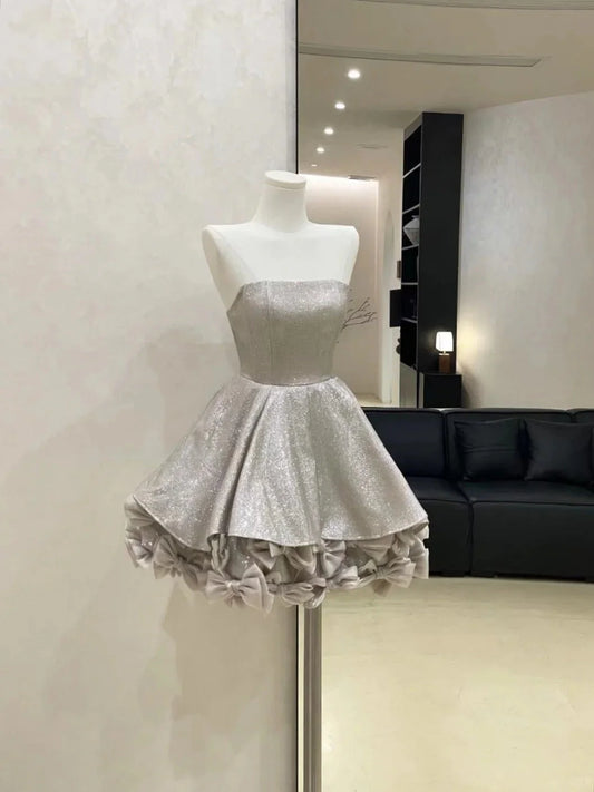 Sparkling Homecoming Dress Short Satin Prom  simple gentle atmospheric and unique desi Bring summer colors to enhance whiteness