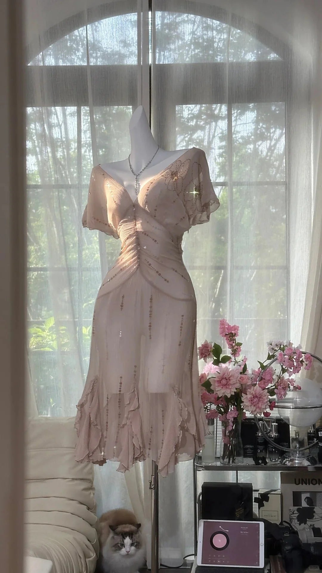 Sparkling Short Homecoming Dress Chiffon Ball Gown Evening Dress simple gentle atmospheric and unique desi Bring summer colors to enhance whiteness