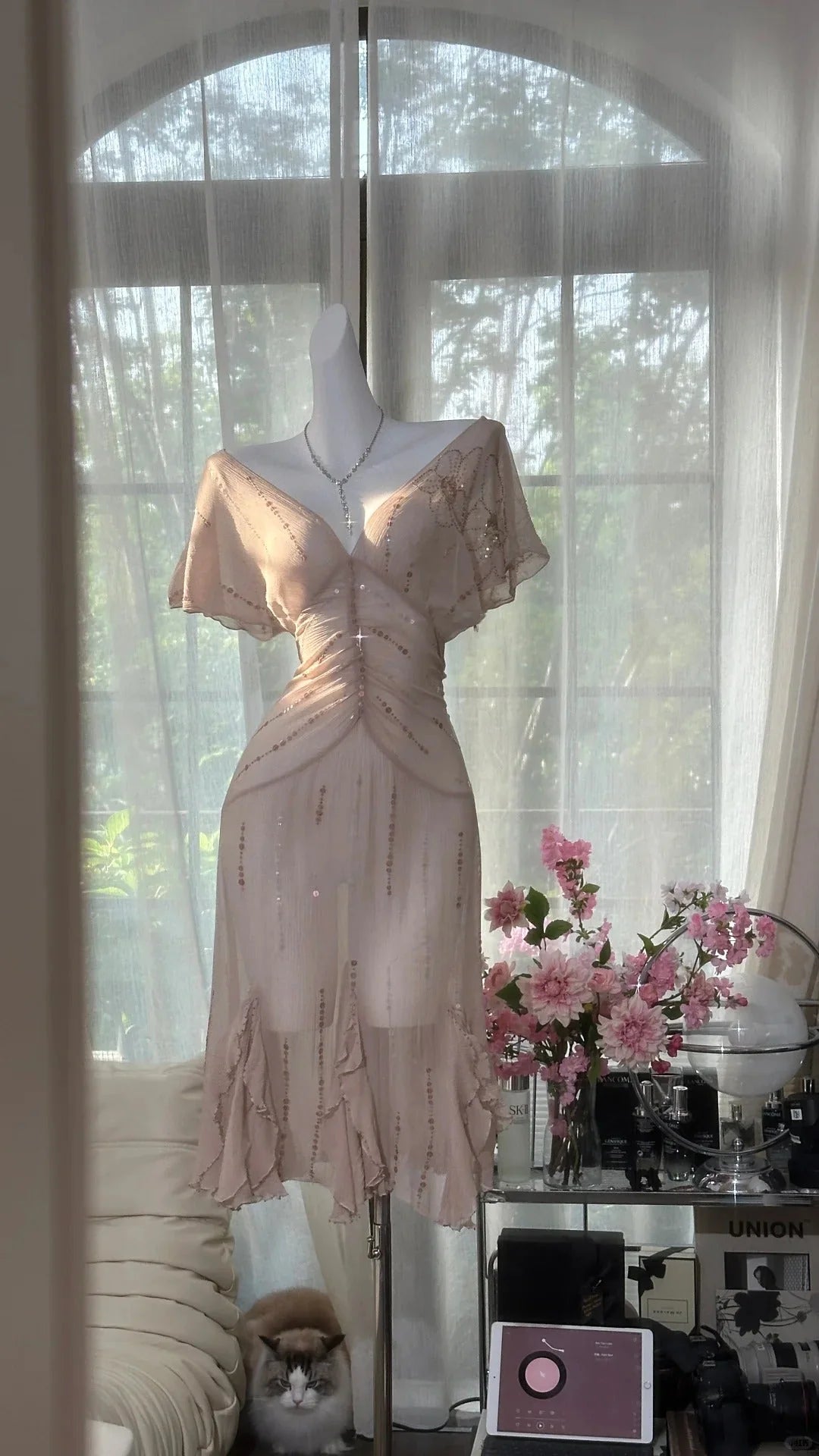 Sparkling Short Homecoming Dress Chiffon Ball Gown Evening Dress simple gentle atmospheric and unique desi Bring summer colors to enhance whiteness