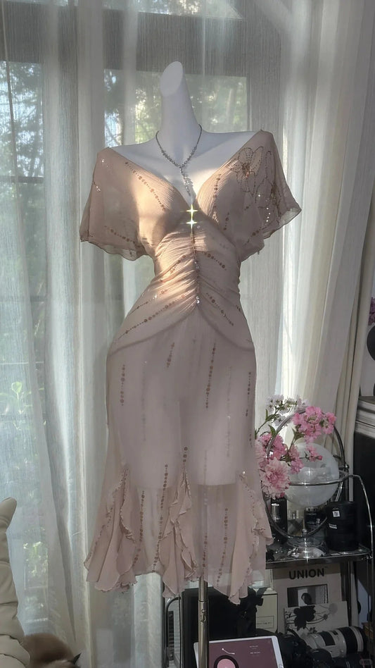 Sparkling Short Homecoming Dress Chiffon Ball Gown Evening Dress simple gentle atmospheric and unique desi Bring summer colors to enhance whiteness
