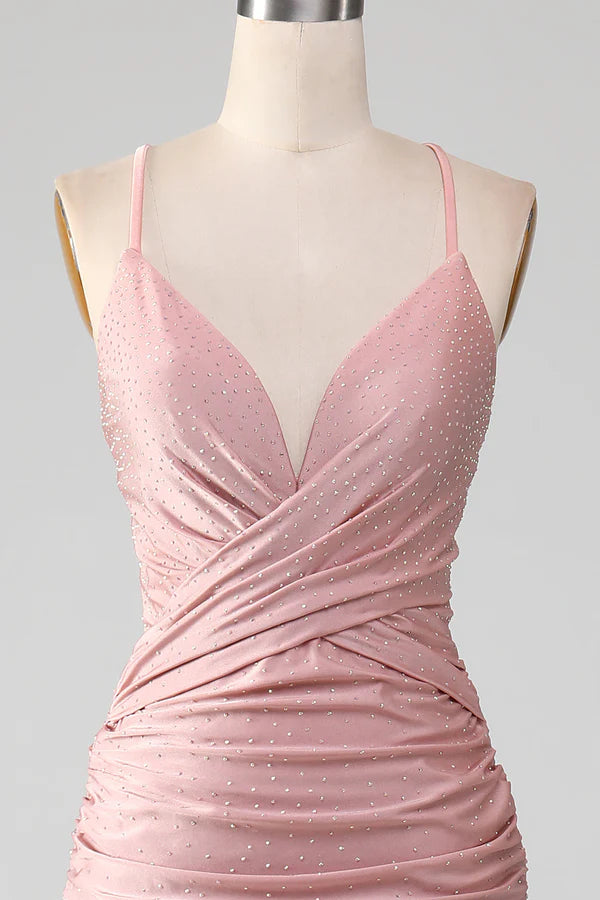 Sparkly Blush Beaded Long Mermaid Prom Dress simple gentle atmospheric and unique desig