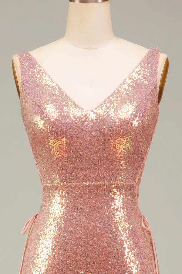 Sparkly Blush Mermaid Prom Dress with Slit Simple gentle atmospheric and unique desig