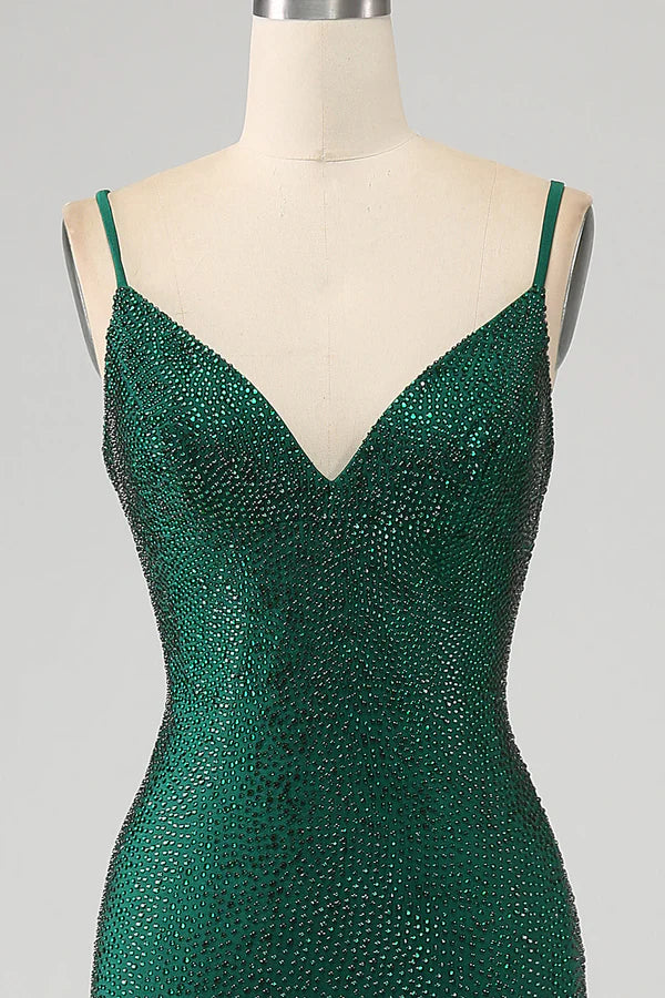 Sparkly Dark Green Beaded Long Mermaid Prom Dress with Slit simple gentle atmospheric and unique desi