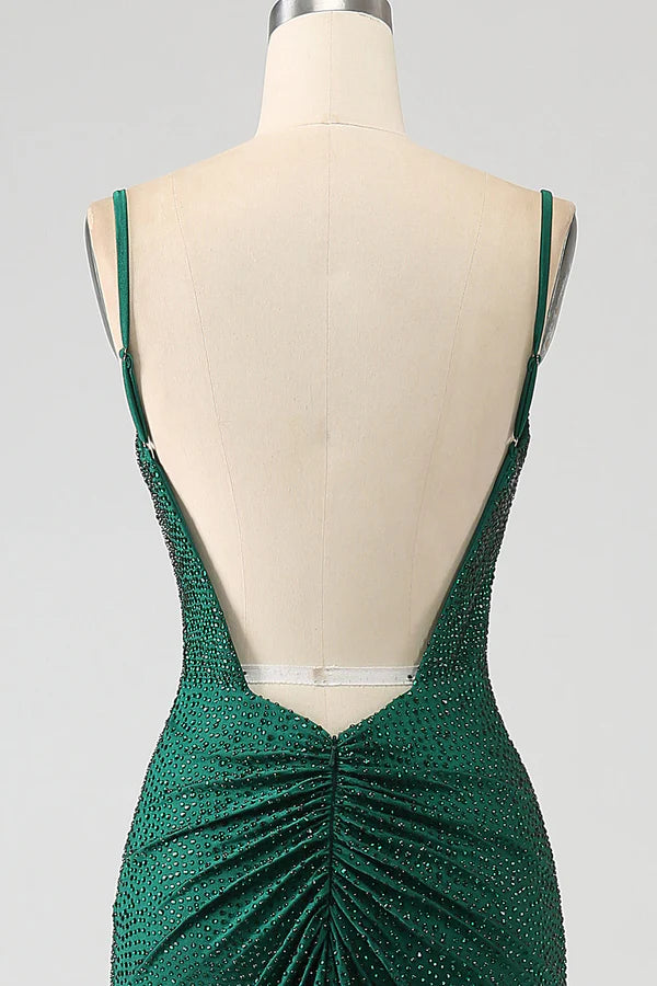 Sparkly Dark Green Beaded Long Mermaid Prom Dress with Slit simple gentle atmospheric and unique desi