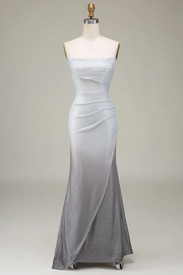 Sparkly Grey Mermaid Prom Dress with Pleated Simple gentle atmospheric and unique desig
