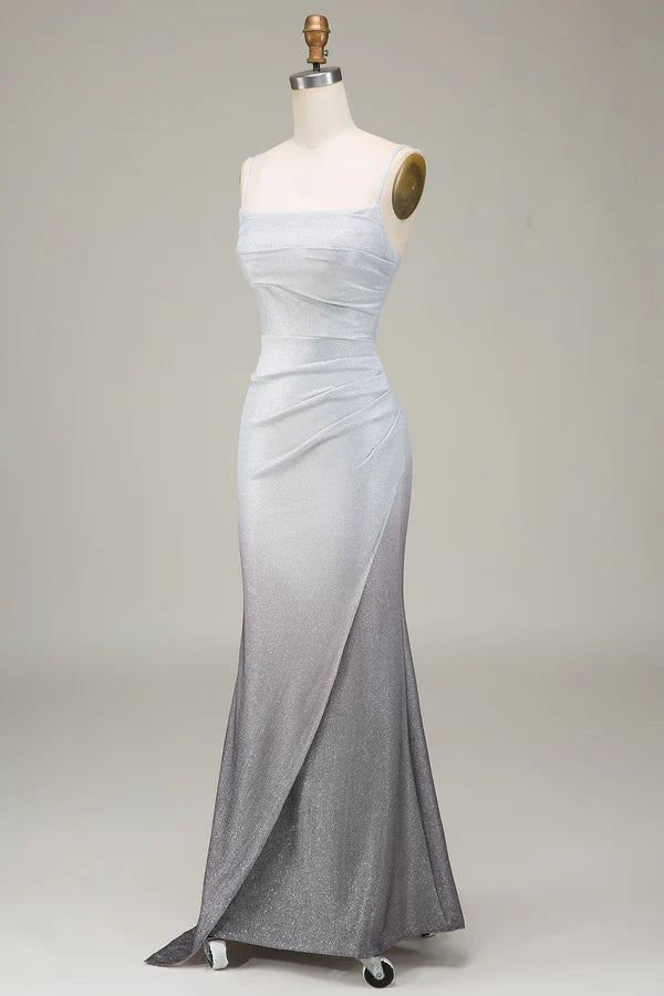 Sparkly Grey Mermaid Prom Dress with Pleated Simple gentle atmospheric and unique desig