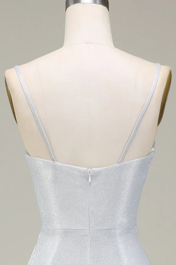 Sparkly Grey Mermaid Prom Dress with Pleated Simple gentle atmospheric and unique desig