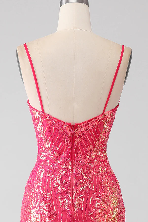 Sparkly Mermaid Fuchsia Prom Dress with Sequins simple gentle atmospheric and unique desig