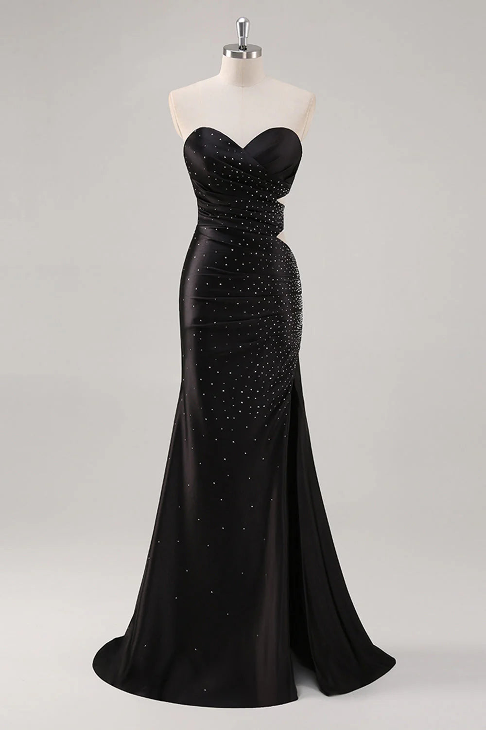 Sparkly Sweetheart Black Sheath Prom Dress with Slit simple gentle atmospheric and unique desi Bring summer colors to enhance whiteness