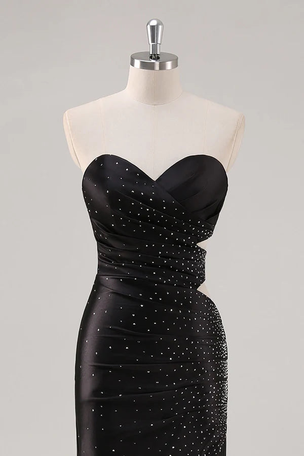 Sparkly Sweetheart Black Sheath Prom Dress with Slit simple gentle atmospheric and unique desi Bring summer colors to enhance whiteness