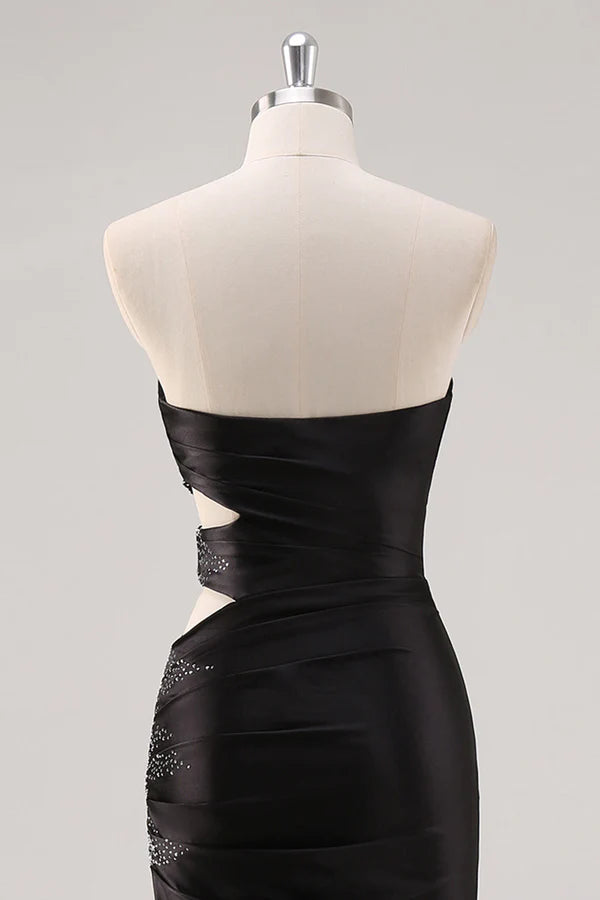 Sparkly Sweetheart Black Sheath Prom Dress with Slit simple gentle atmospheric and unique desi Bring summer colors to enhance whiteness