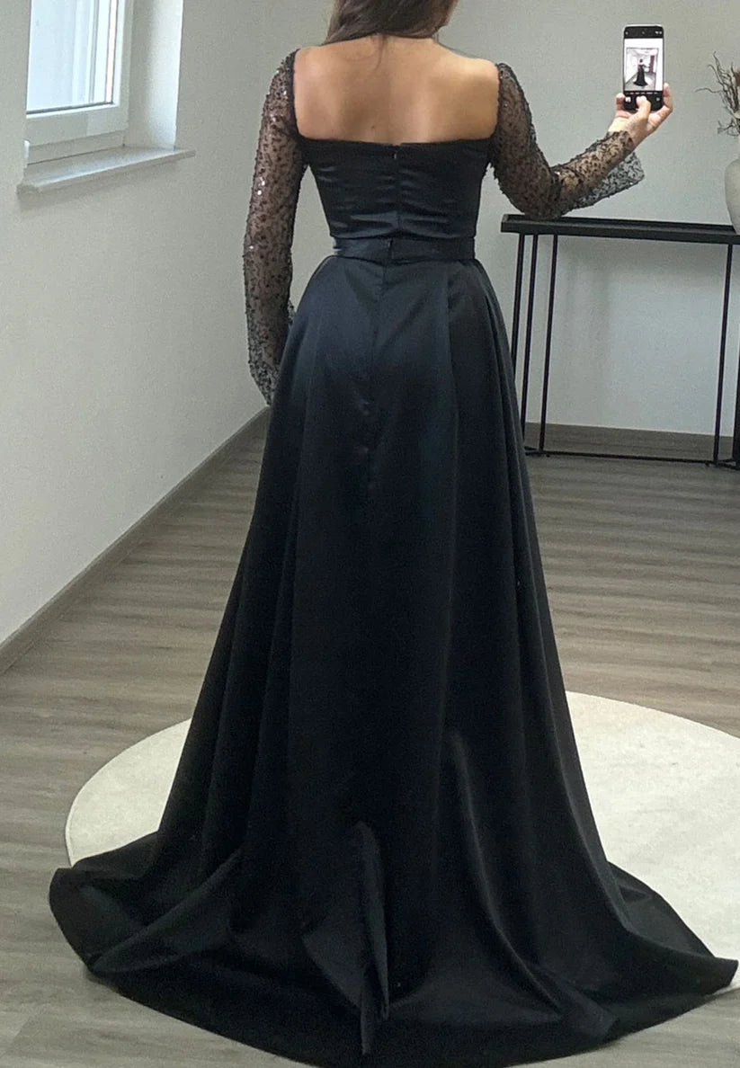 Square Long Sleeves Sleek Sheath Detatchable Train Formal Dress simple gentle atmospheric and unique desi Bring summer colors to enhance whiteness