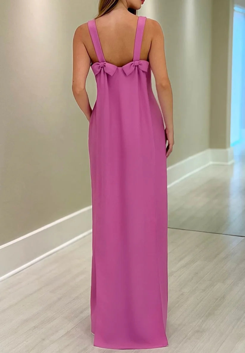 Square Straps Sleek Bowknot Sheath Mother of Bride Dress simple gentle atmospheric and unique desi Bring summer colors to enhance whiteness